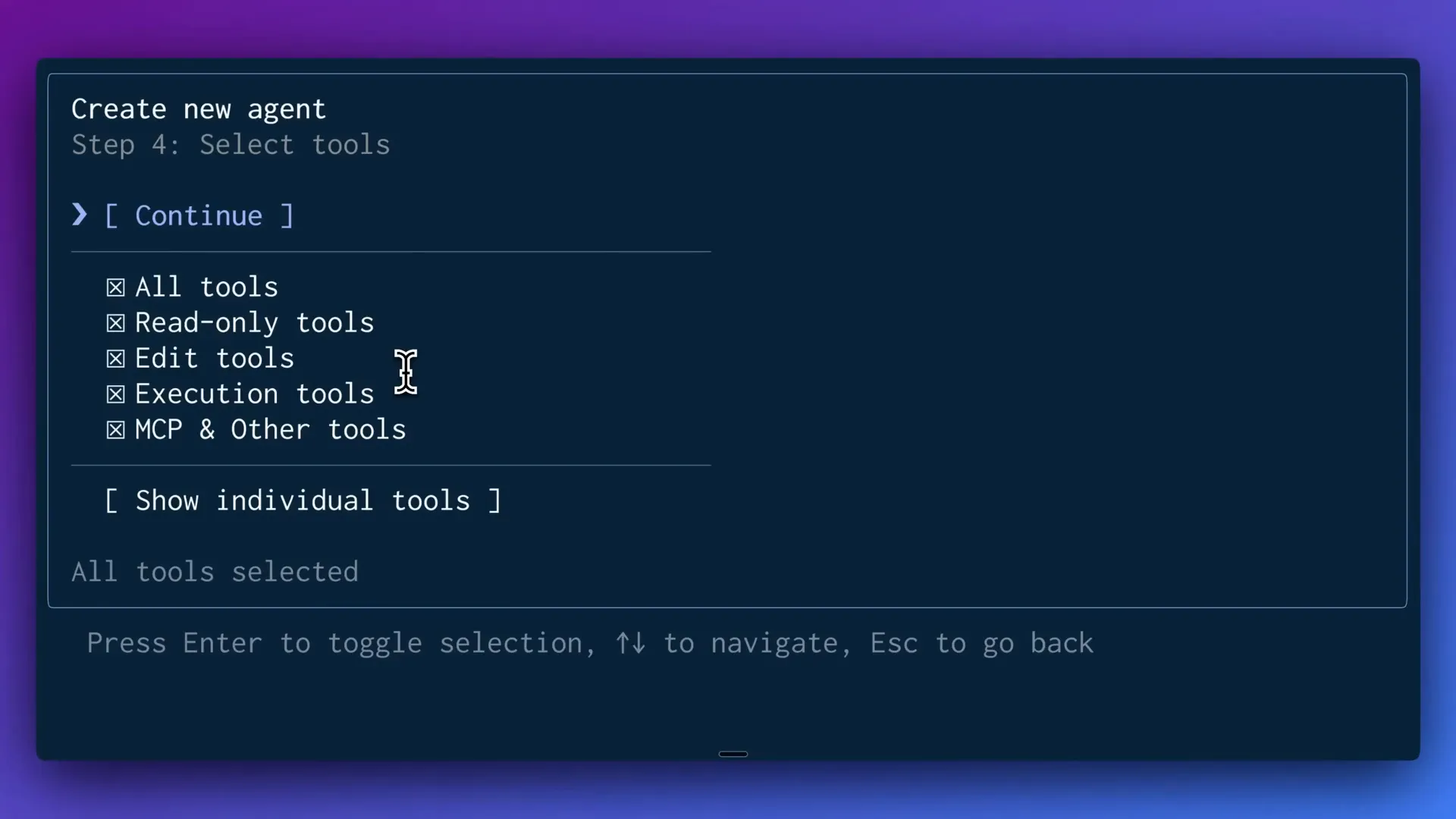Configuring tools and permissions for the front-end engineer agent