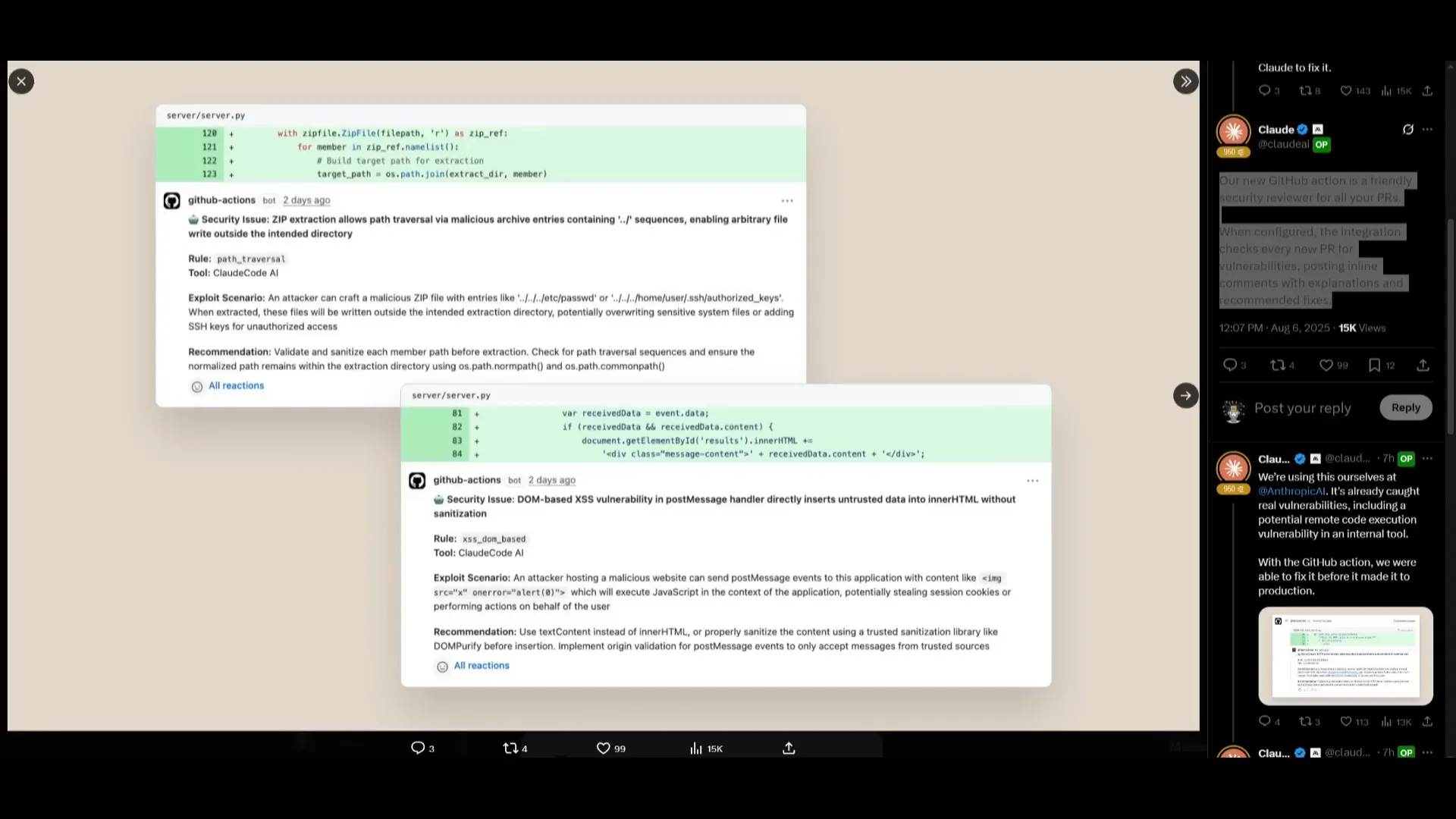 GitHub security reviewer integrated with Cloud Code